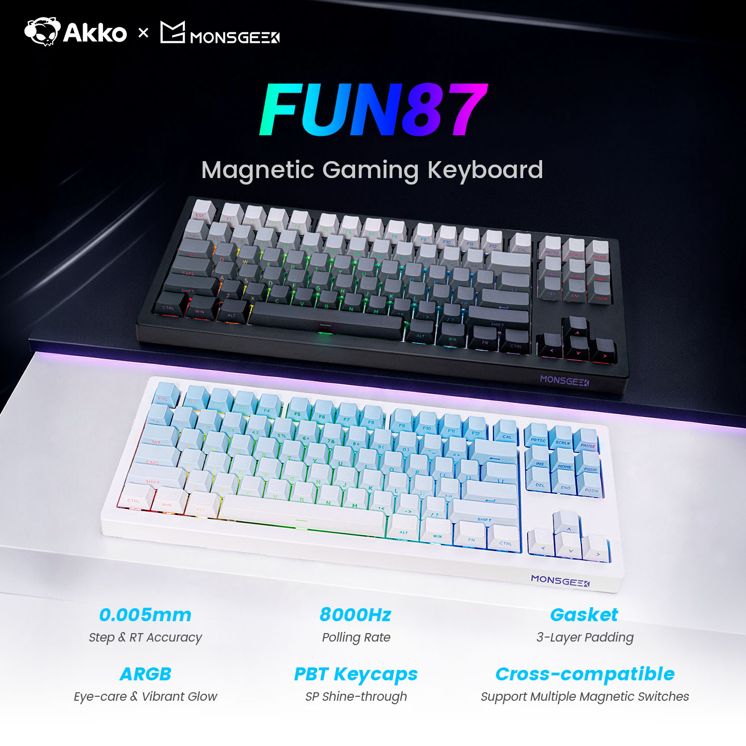 Gaming Keyboard Tkl - Akko x Monsgeek FUN87 HE Magnetyczna