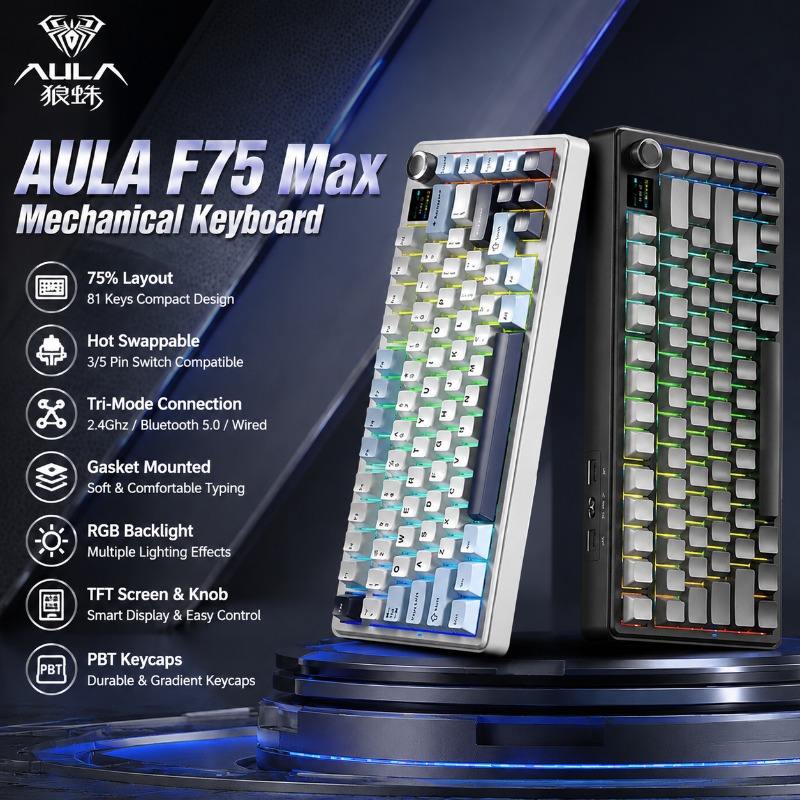 Gaming Keyboard Mechanical - Klawiatura mechaniczna AULA F75 Max, układ