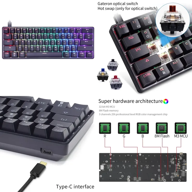 Gaming Keyboard Mechanical - Dropshippingowa klawiatura mechaniczna Skyloong Gk61 Sk61