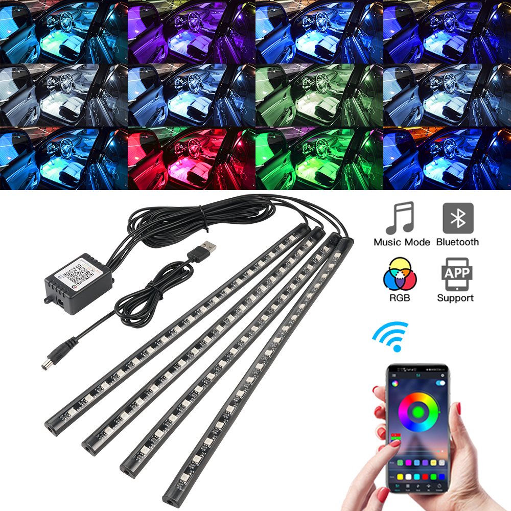 Rgb Underglow Strip - Neonowe LED-owe oświetlenie wnętrza samochodu, sterowane