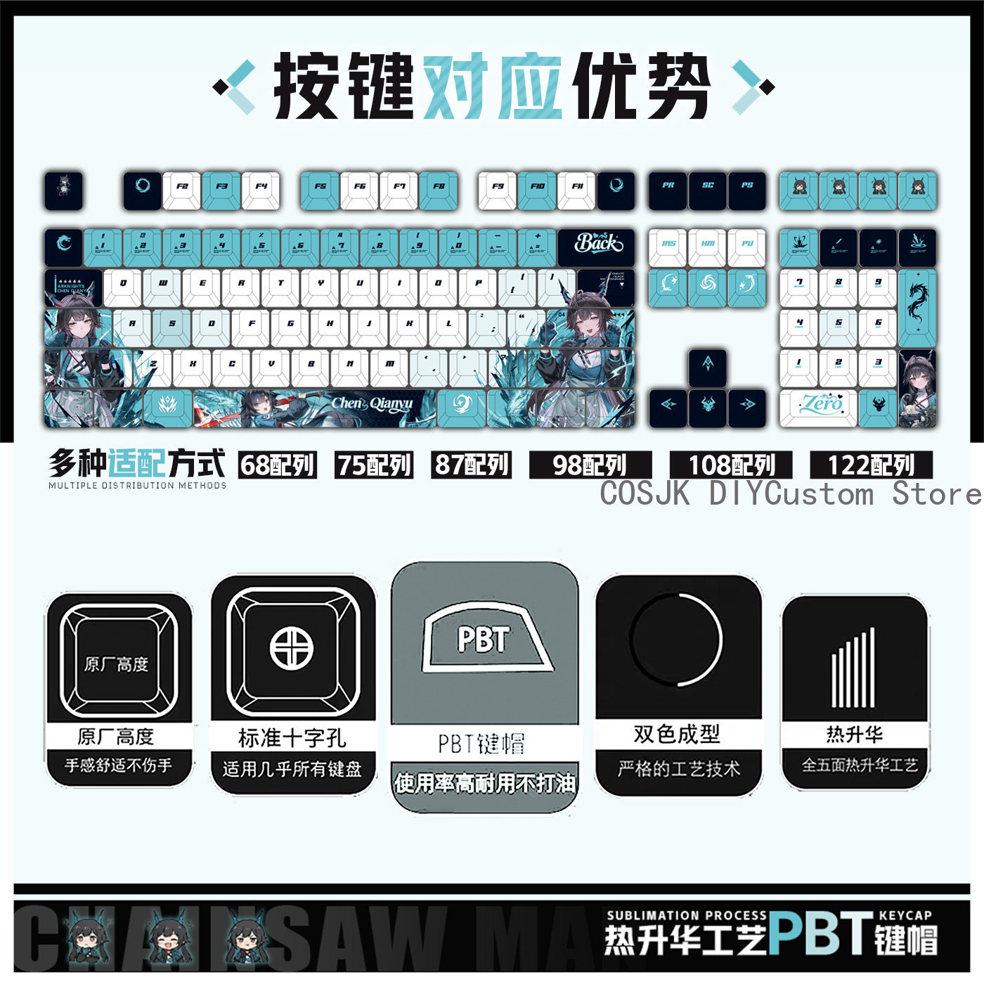 122 Klawisze Anime Chen Qianyu – Gaming Keyboard Mechanical recenzja i cena