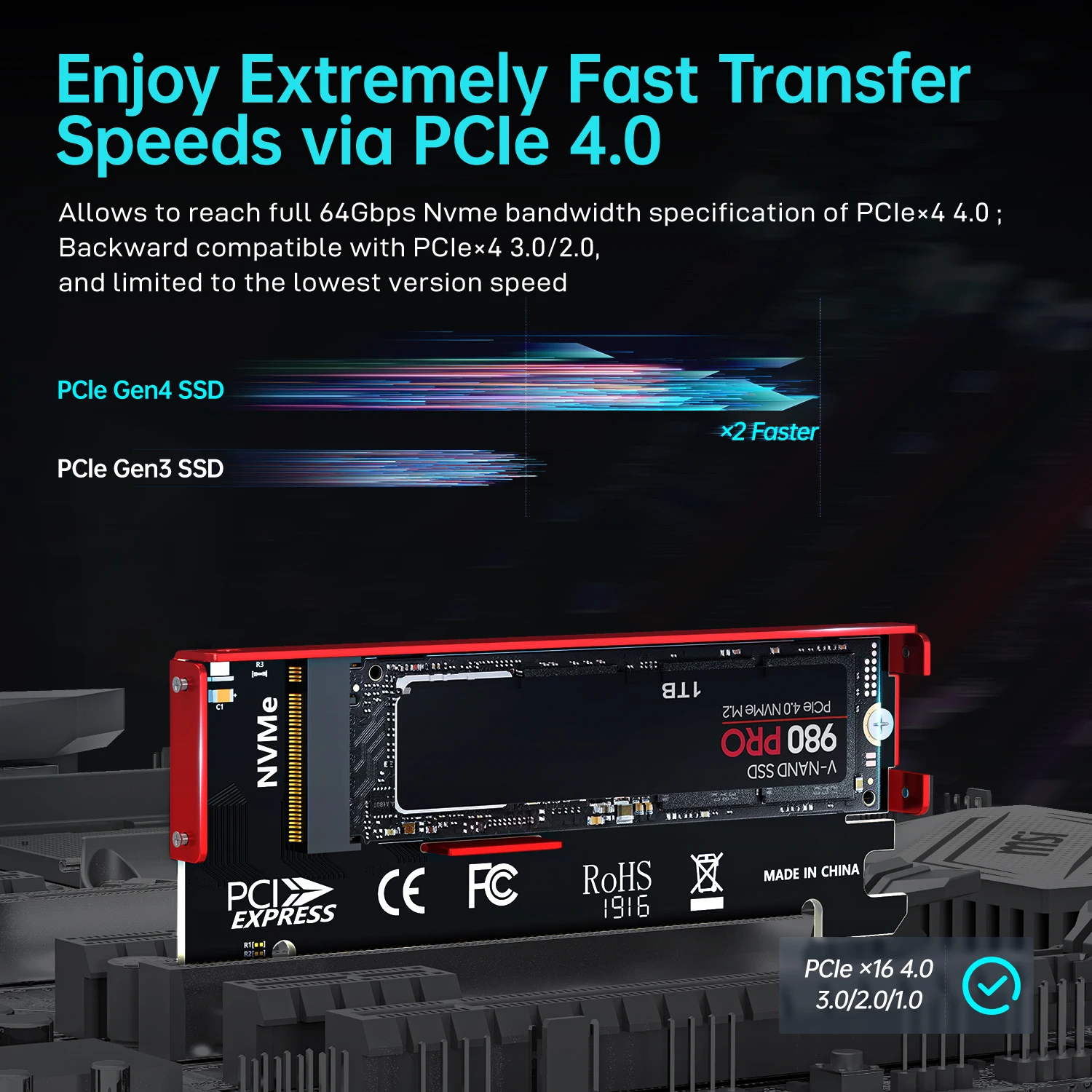 Adapter JEYI M.2 NVME na PCIe  – Samsung Ssd 990 Pro recenzja i cena